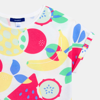 تيشيرت مطبوع متعدد الألوان للفتيات